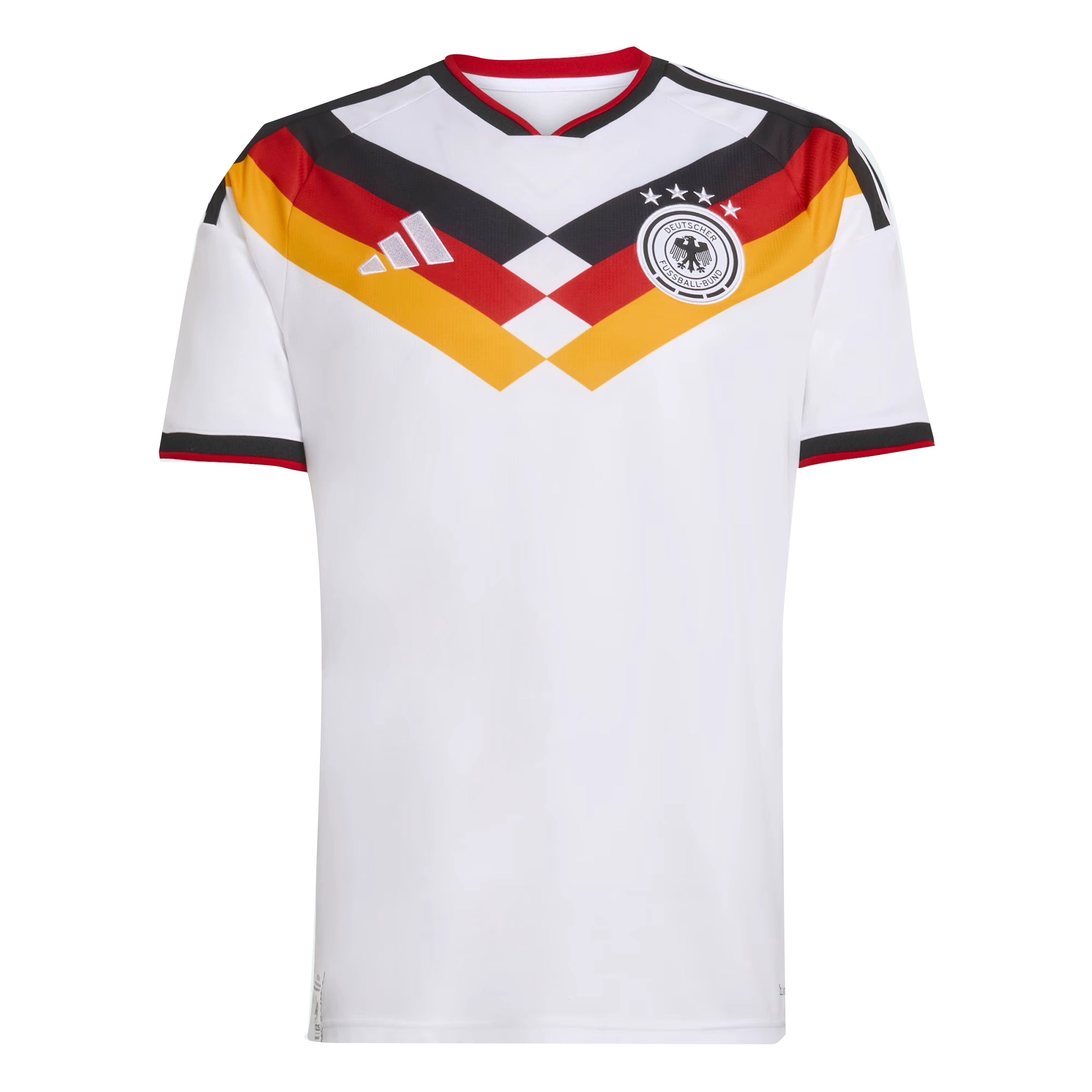 Camisa masculina Adidas branca com escudo da Alemanha para uso esportivo